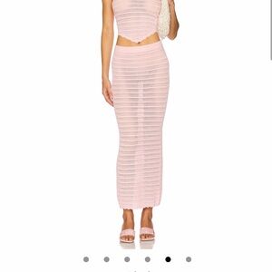 AFRM Pink Crochet Maxi Skirt and halter top